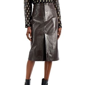I.N.C INTERNATIONAL CONCEPTS FAUX SKIN CHOCOLATE BROWN PENCIL SKIRT SIZE 18
